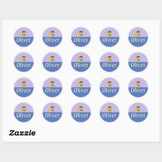 Customizable Moon & Stars Dreamy Kids Name Sticker (Vel)