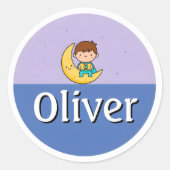 Customizable Moon & Stars Dreamy Kids Name Sticker (Voorkant)