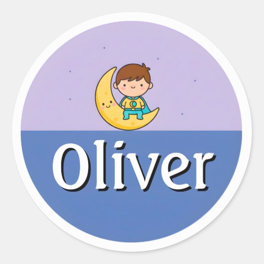 Customizable Moon & Stars Dreamy Kids Name Sticker (Voorkant)