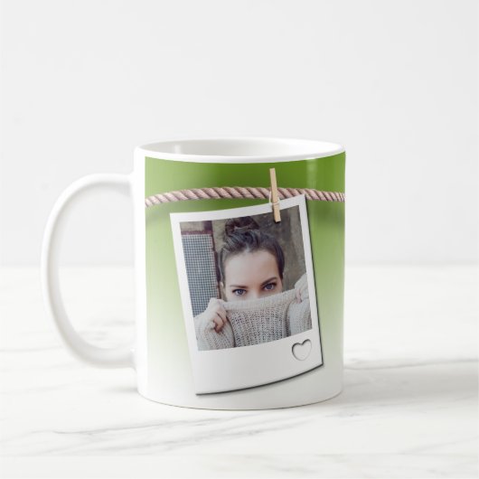 Customizable mug, photo frame, green background koffiemok (Links)