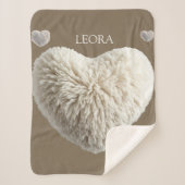 Customizable Name Fluffy Heart Blanket Sherpa Deken (Voorkant)