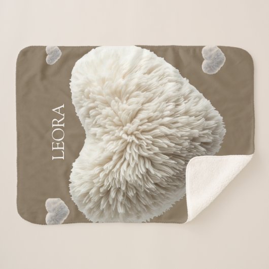 Customizable Name Fluffy Heart Blanket Sherpa Deken (Voorkant (horizontaal))