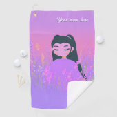 Customizable Name Golf Girl Lavender Daydream Golfhanddoek (Insitu)