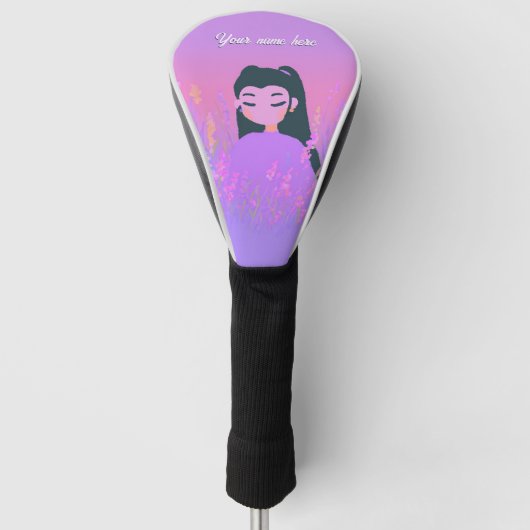 Customizable Name Golf Girl Lavender Daydream Golfheadcover (Voorkant)