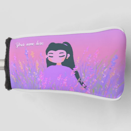 Customizable Name Golf Girl Lavender Daydream Golfheadcover (Voorkant)