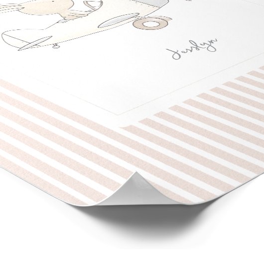 Customizable Name Nursery Poster - Cute Bunny (Hoek)