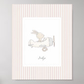 Customizable Name Nursery Poster - Cute Bunny  (Voorkant)