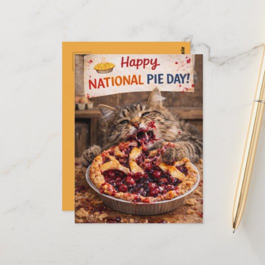 Customizable National Pie Day Postcard Briefkaart (Voorkant / Achterkant in situ)