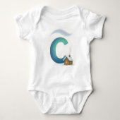 Customizable Northern Lights Letter C Winter Cabin Romper (Voorkant)