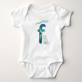 Customizable Northern Lights Letter F Arctic Fox Romper
