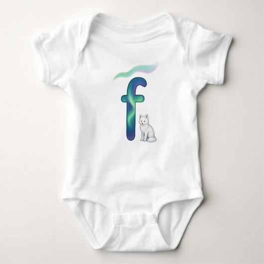 Customizable Northern Lights Letter F Arctic Fox Romper (Voorkant)