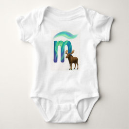Customizable Northern Lights Letter M Moose Art Romper