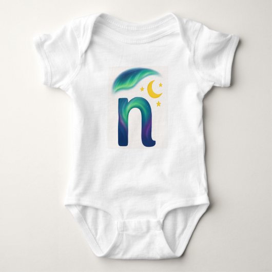 Customizable Northern Lights Letter N Night Sky Romper (Voorkant)