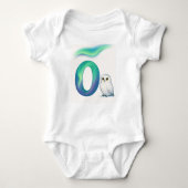 Customizable Northern Lights Letter O Snowy Owl Romper (Voorkant)