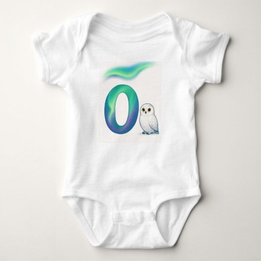 Customizable Northern Lights Letter O Snowy Owl Romper (Voorkant)