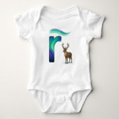 Customizable Northern Lights Letter R Reindeer Romper (Voorkant)