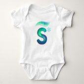Customizable Northern Lights Letter S Snowflake Romper (Voorkant)