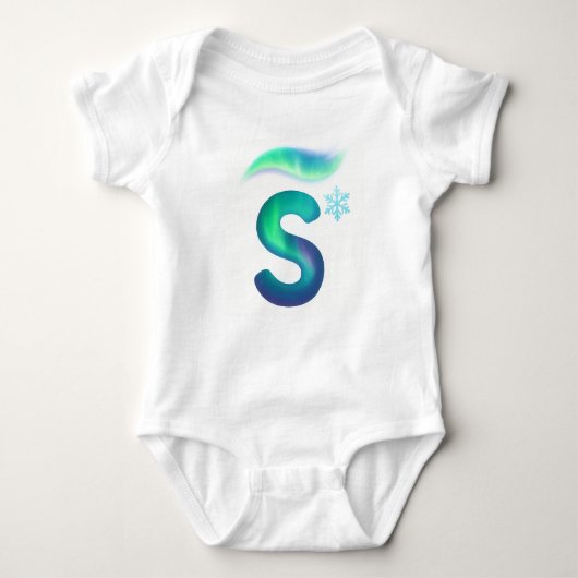 Customizable Northern Lights Letter S Snowflake Romper (Voorkant)