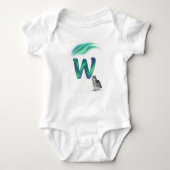 Customizable Northern Lights Letter W Arctic Wolf Romper (Voorkant)