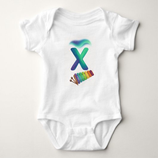 Customizable Northern Lights Letter X Xylophone Romper (Voorkant)