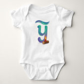 Customizable Northern Lights Letter Y Yule Log Romper (Voorkant)