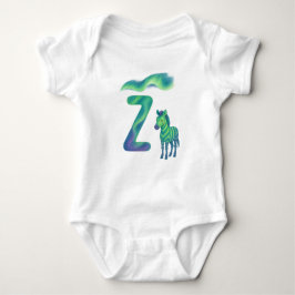 Customizable Northern Lights Letter Z Aurora Zebra Romper