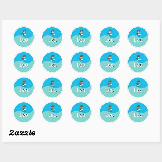 Customizable  Ocean Hero Design Kids Name Sticker (Vel)