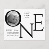 Customizable ONE First Birthday Photo Uitnodiging Briefkaart (Voorkant)
