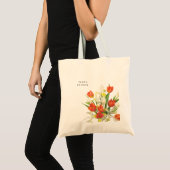 Customizable Orange and Cream Tulip Tote Bag (Voorkant (product))