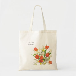 Customizable Orange and Cream Tulip Tote Bag