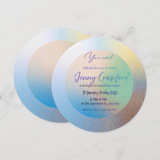 Customizable Pastel Gradient Round Wedding Brunch  Kaart (Voorkant / Achterkant)
