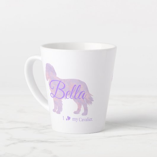 Customizable Pastel Purple Cavalier King Charles   Latte Mok (Linkerhoek)