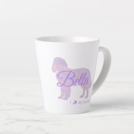 Customizable Pastel Purple Cavalier King Charles   Latte Mok (Rechterhoek)