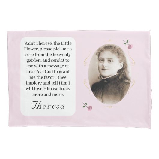 Customizable Patron Saint (St. Therese) Kussensloop (Voorkant)