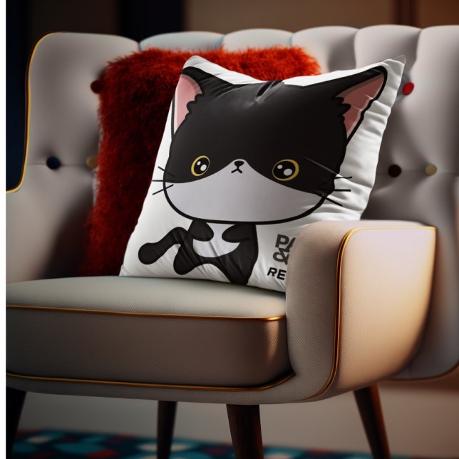Customizable Paws & Relax Cat Kussen (Creator heeft geüpload)
