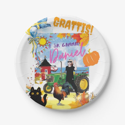 Customizable Personalisated Birthday Design Papieren Bordje (Voorkant)