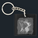 Customizable Pet Dog Portrait Sleutelhanger<br><div class="desc">Celebrate your favorite furry friend with this custom pet portrait keychain. Set against a modern, distressed-edge background this high-quality charm is the perfect memorial or daily accessory for dog lovers. Whether it's for a birthday, holiday, or a "just because" gift, this durable and stylish key ring keeps your pet close...</div>