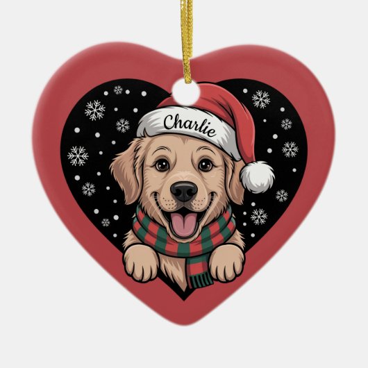 Customizable Pet Name Christmas Keramisch Ornament (Voorkant)