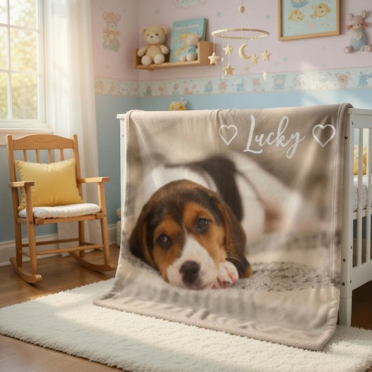 Customizable Pet Photo and Name Fleece Deken