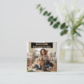 Customizable Pet Sitter Photo Business Card Vierkante Visitekaartje (Staand voorkant)