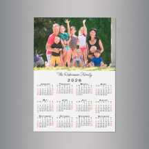 Customizable Photo and Name 2026 Calendar Magnet
