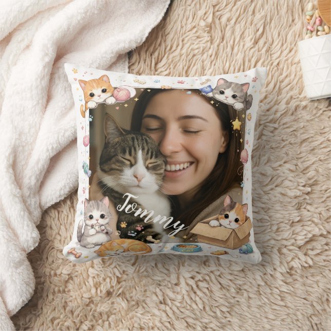Customizable Photo and Name Pillow for Pet Lovers Kussen (Deken)