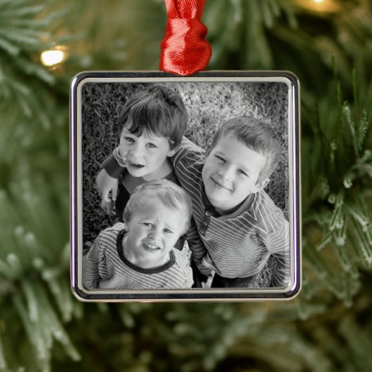 Customizable Photo Christmas Gift Metalen Ornament (Boom)