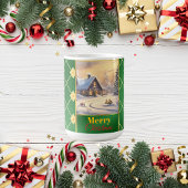 Customizable Photo Elegant Green & Gold Christmas Koffiemok