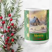 Customizable Photo Elegant Green & Gold Christmas Koffiemok