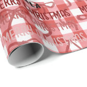 Customizable Photo & Name Christmas Check Ribbon Cadeaupapier (Rol Hoek)