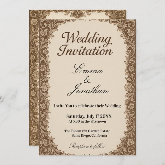 Customizable Photo Wedding Invitation Card Kaart (Voorkant / Achterkant)