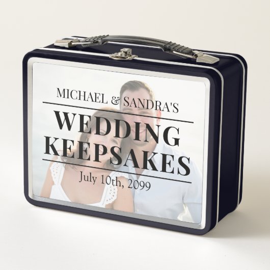 Customizable Photo Wedding Keepsakes Metallic Box (Voorkant)