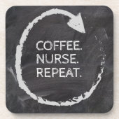 Customizable Phrase Coffee Nurse Repeat Bier Onderzetter (Voorkant)