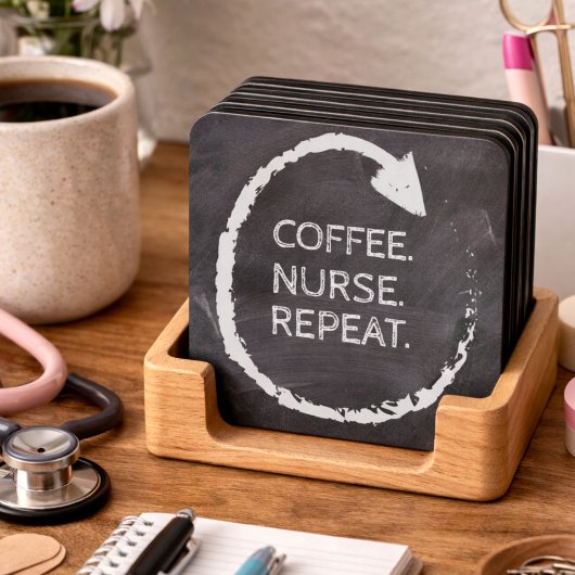 Customizable Phrase Coffee Nurse Repeat Bier Onderzetter